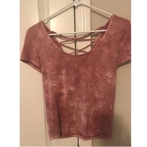 Pink Tie-dye American eagle shirt